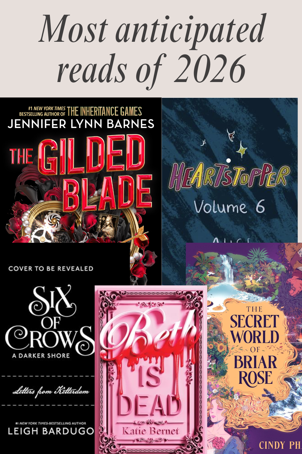 Collection of covers of books being released in 2026